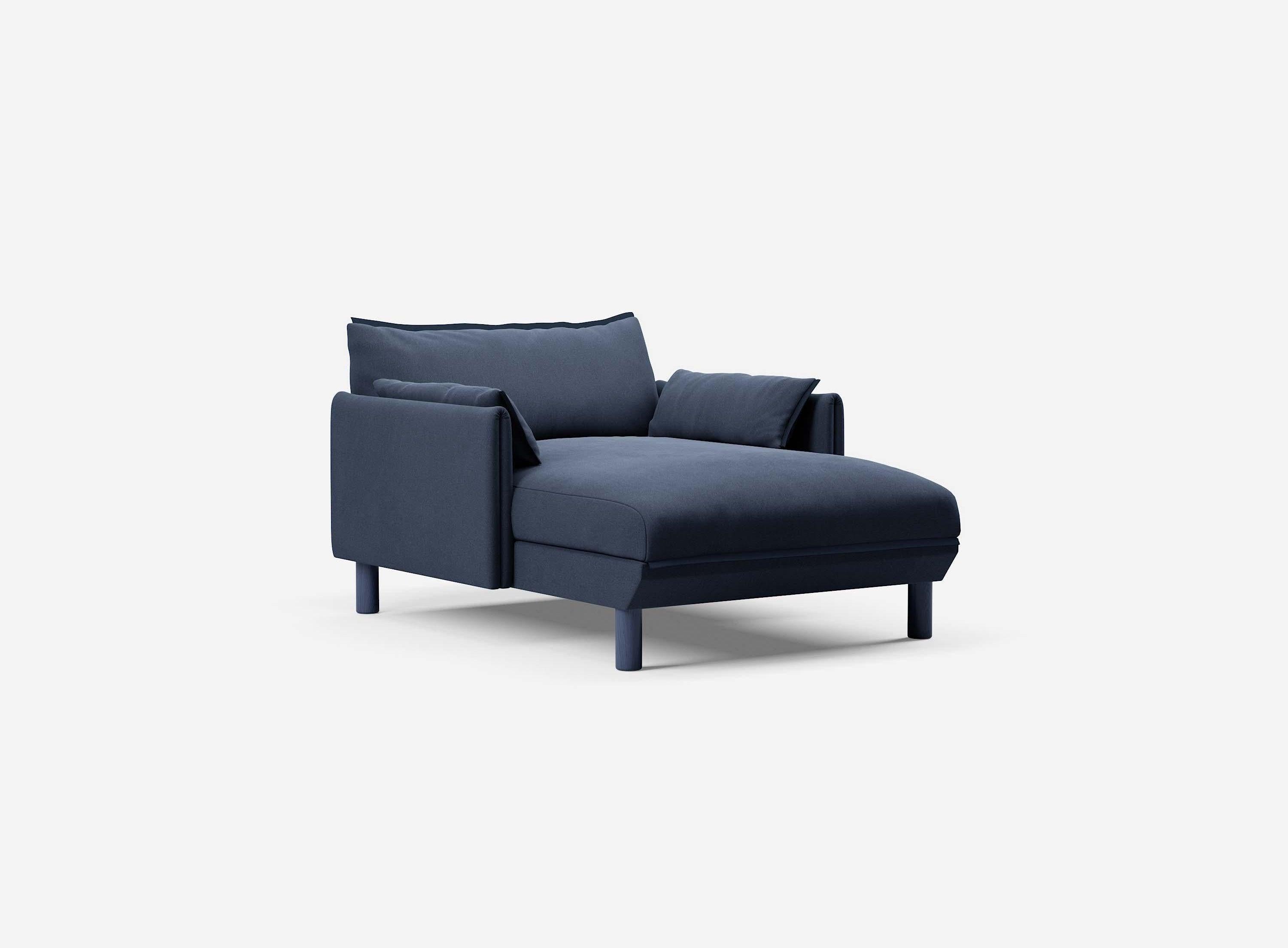 1.5 Seater Chaise Sofa | Cotton Navy - Cozmo @ Navy Cotton Jacket | Dark Blue Trim
