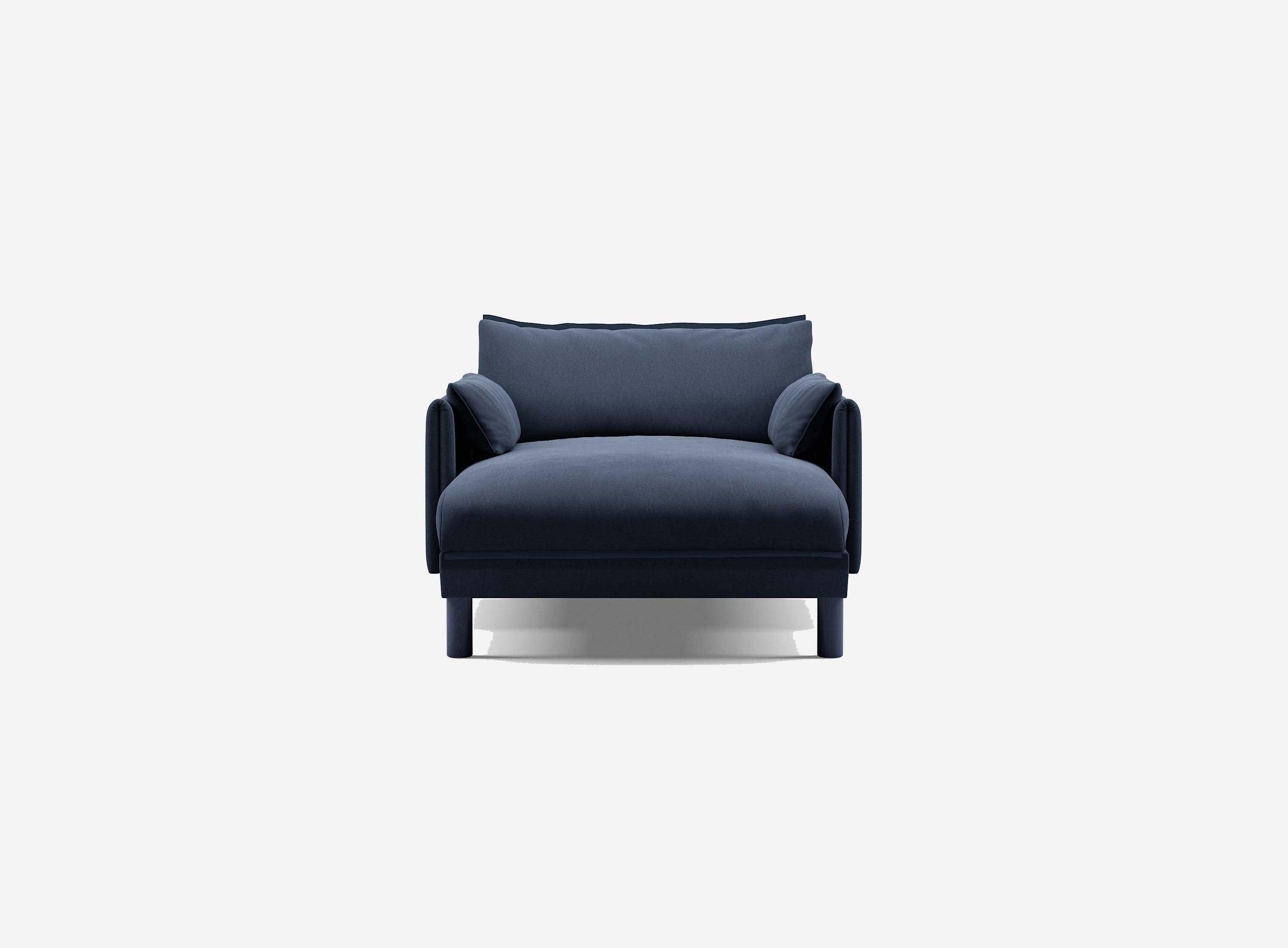 1.5 Seater Chaise Sofa | Cotton Navy - Cozmo @ Navy Cotton Jacket | Dark Blue Trim