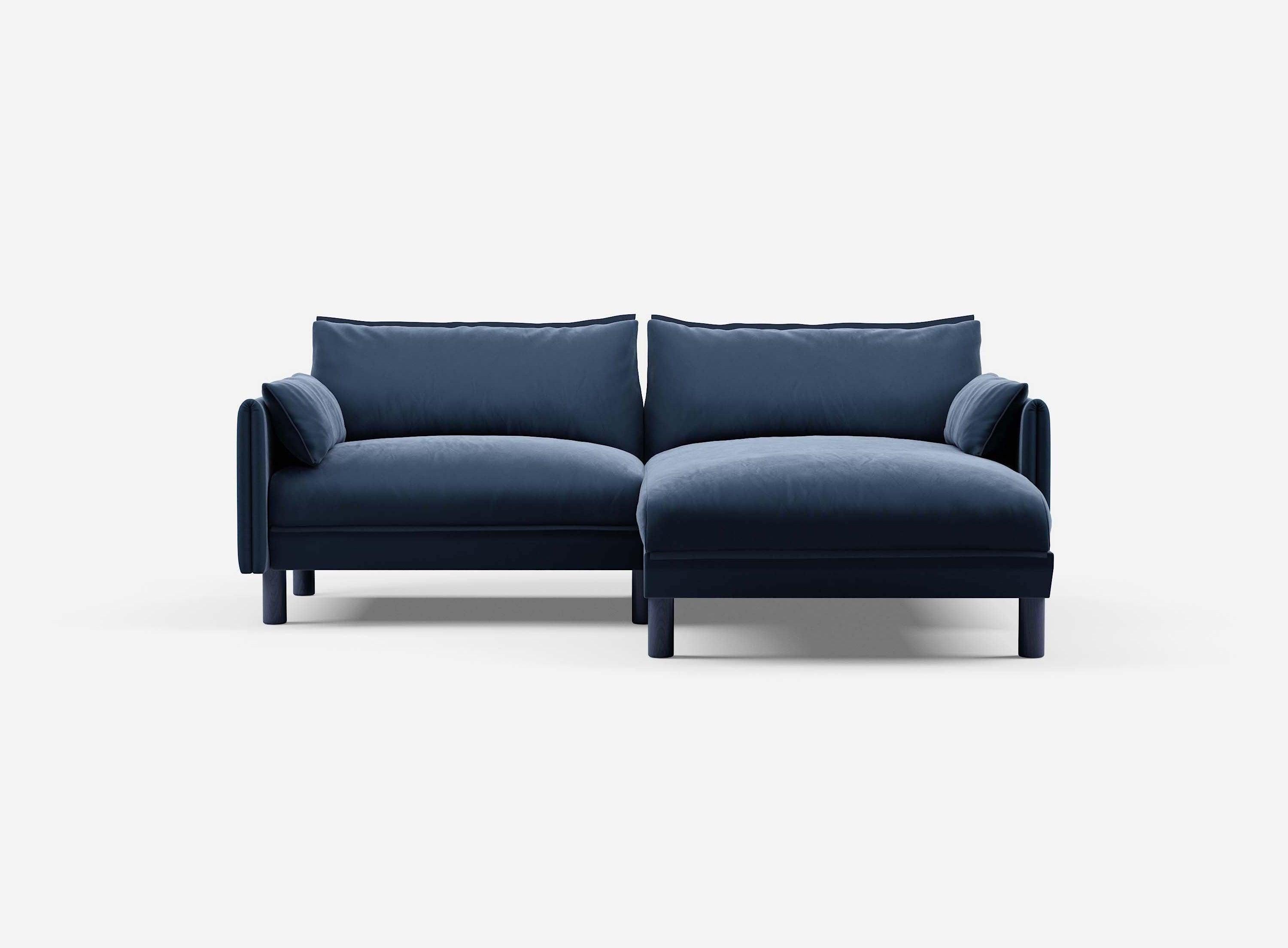 3 Seater Chaise Corner Right Hand Sofa | Cotton Navy - Cozmo @ Navy Cotton Jacket | Dark Blue Trim
