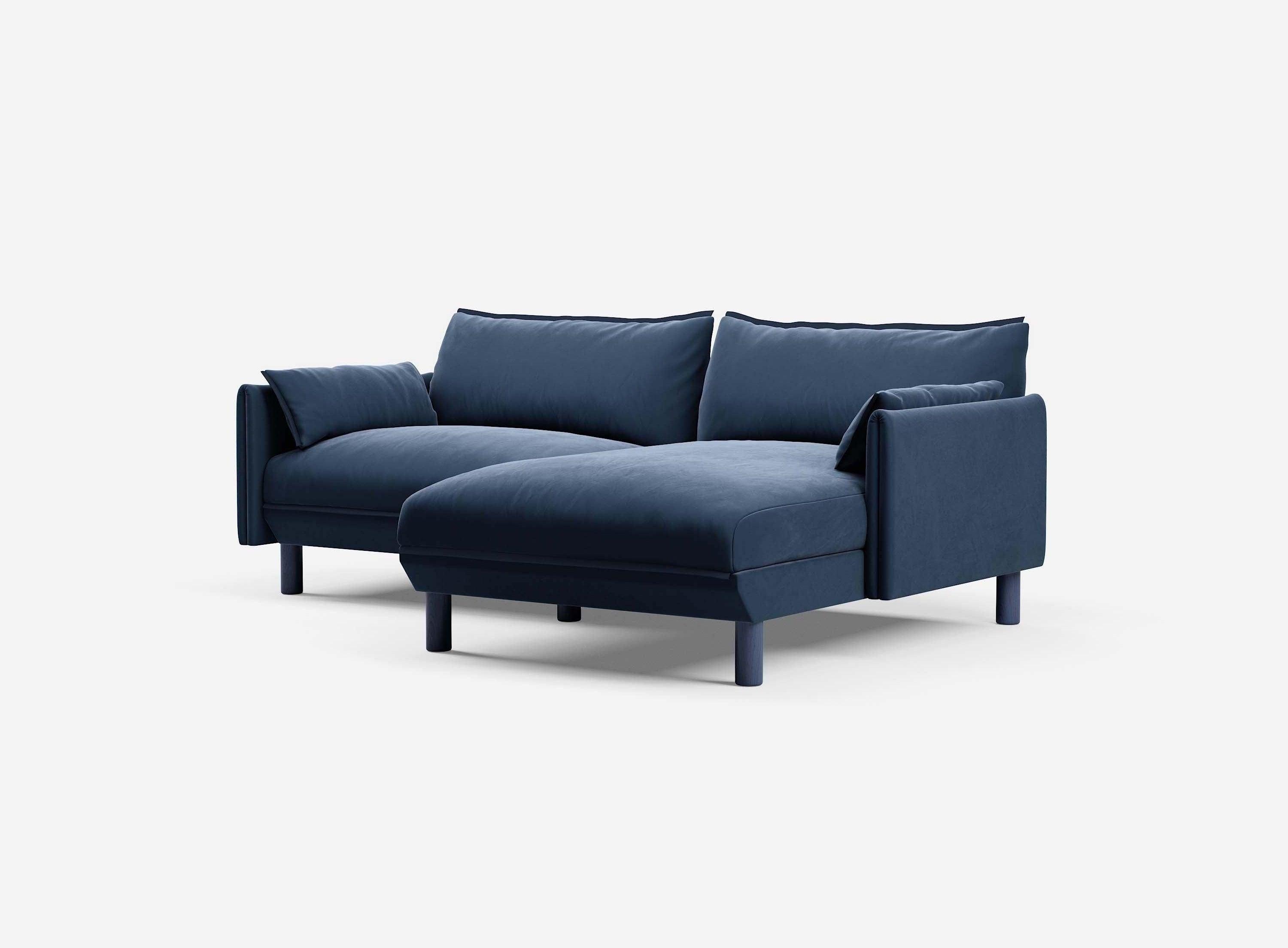 3 Seater Chaise Corner Right Hand Sofa | Cotton Navy - Cozmo @ Navy Cotton Jacket | Dark Blue Trim