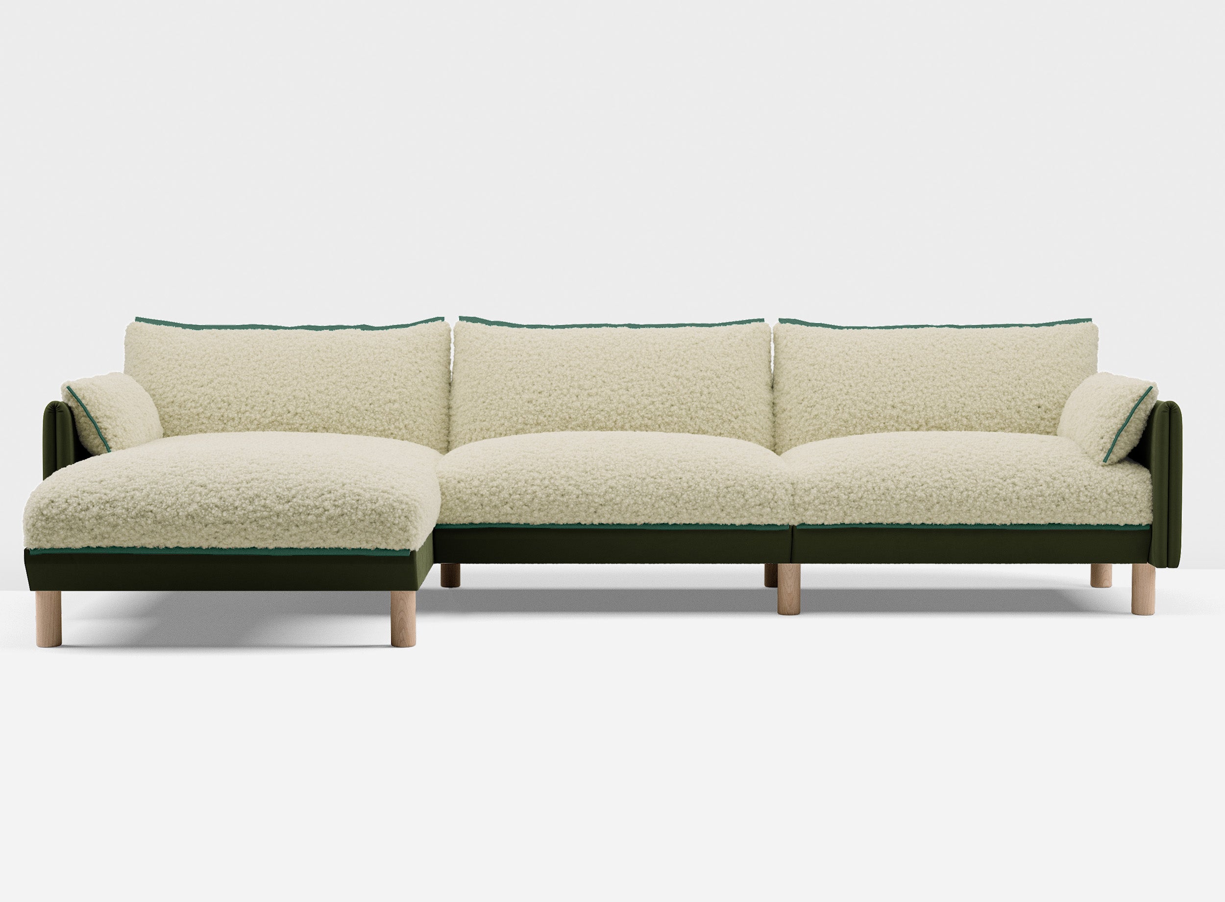 @ Cream Fleece Jacket | Green Trim