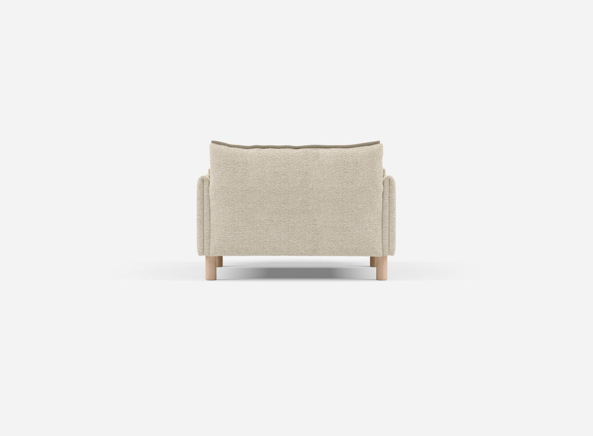 1.5 Seater Sofa | Boucle Ecru - Cozmo @ Ecru Boucle Jacket | Natural Trim