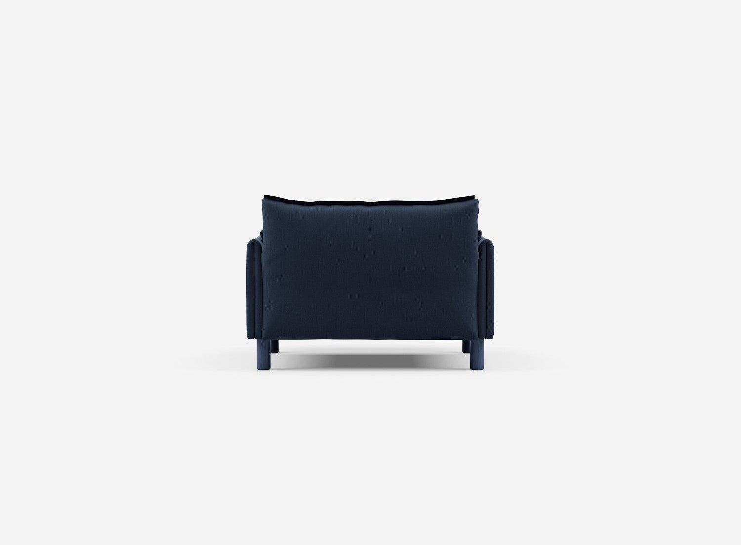 1.5 Seater Chaise Sofa | Cotton Navy - Cozmo @ Navy Cotton Jacket | Dark Blue Trim