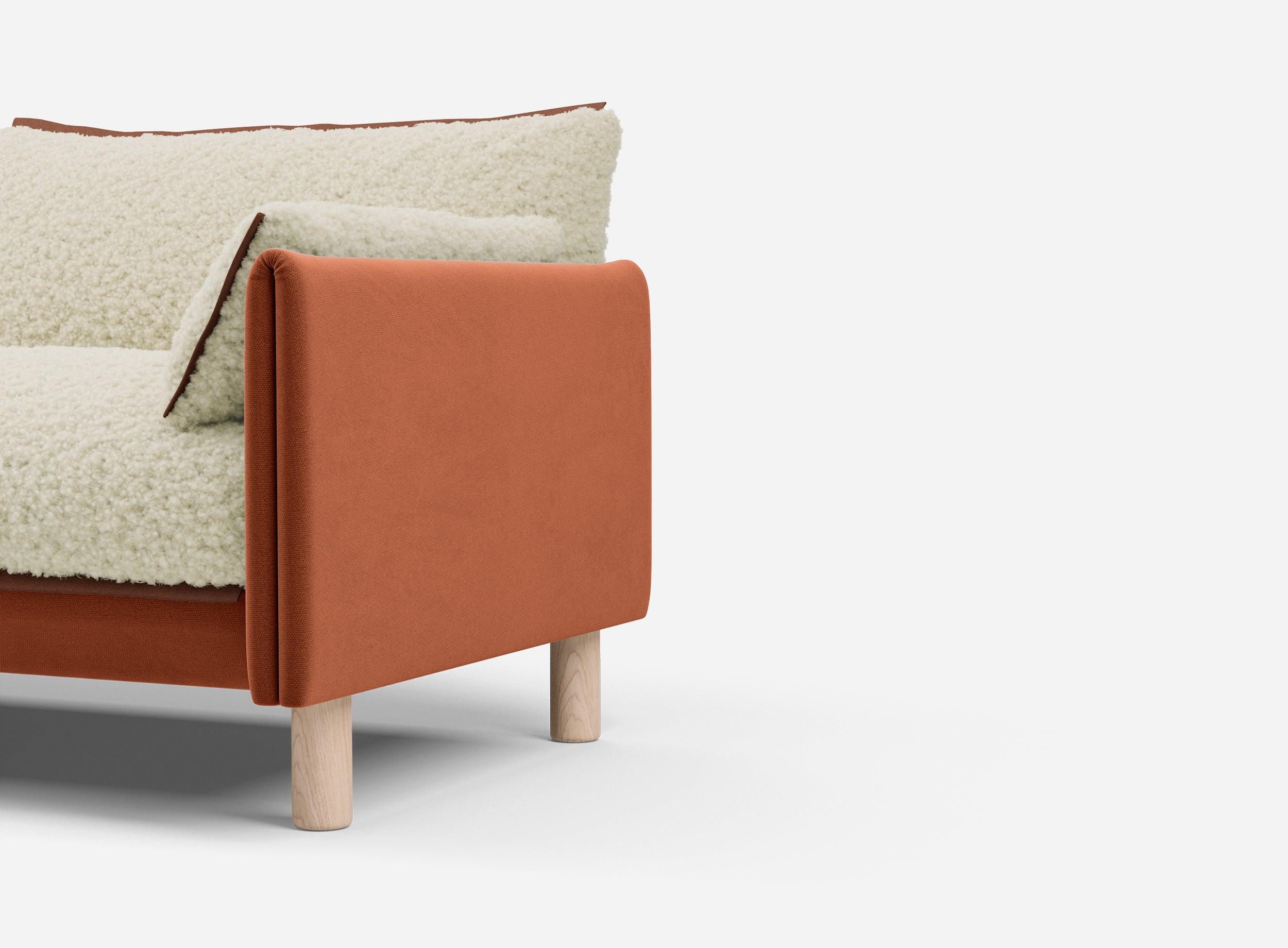 1.5 Seater Sofa | Cotton Henna - Cozmo @ Cream Fleece Jacket | Brick Trim