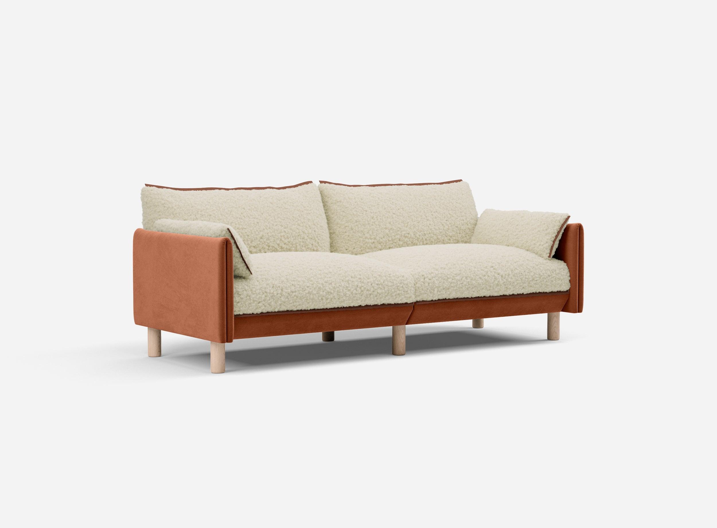 3 Seater Sofa | Cotton Henna - Cozmo @ Cream Fleece Jacket | Brick Trim