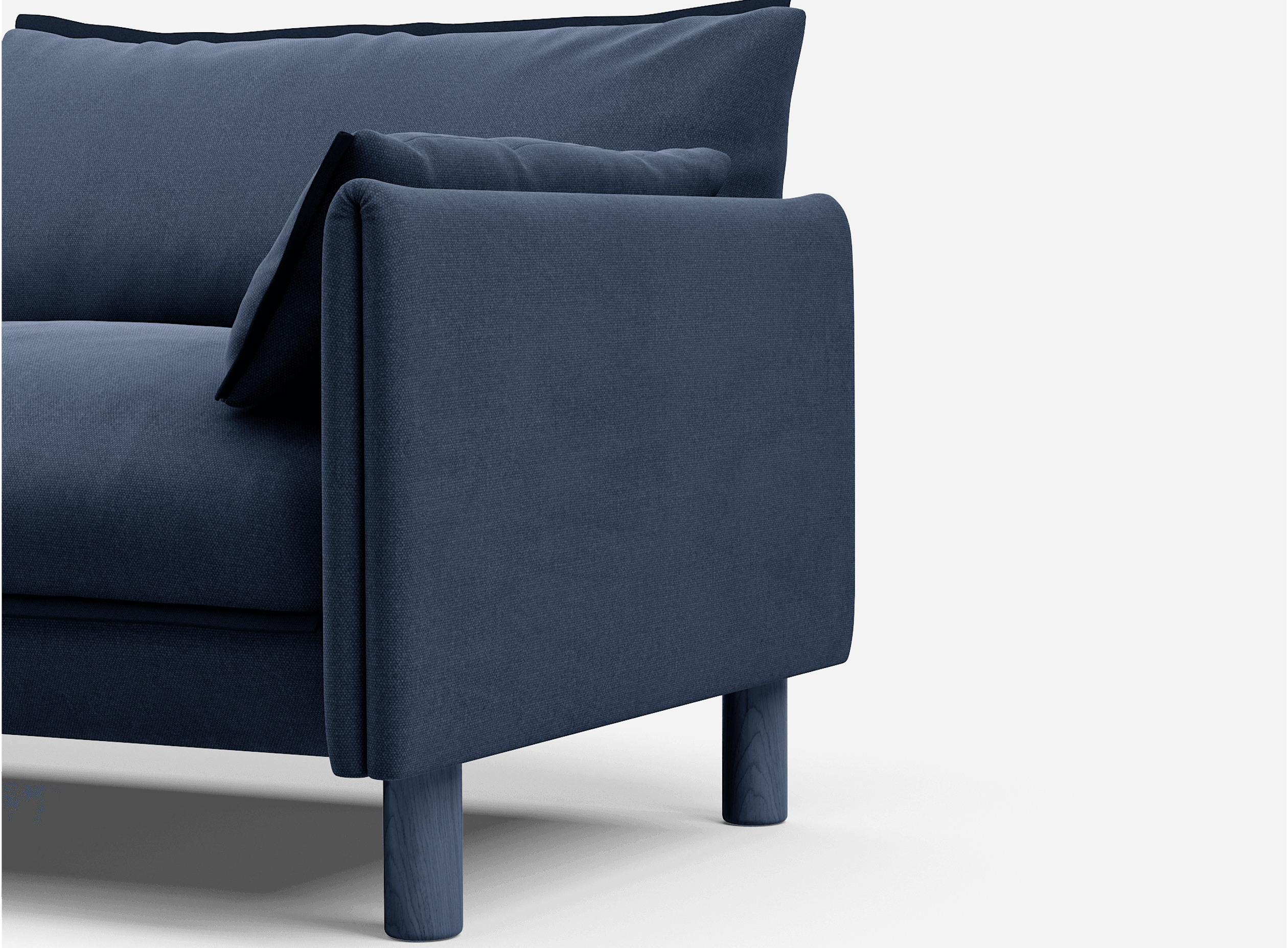 3 Seater Chaise Corner Right Hand Sofa | Cotton Navy - Cozmo @ Navy Cotton Jacket | Dark Blue Trim