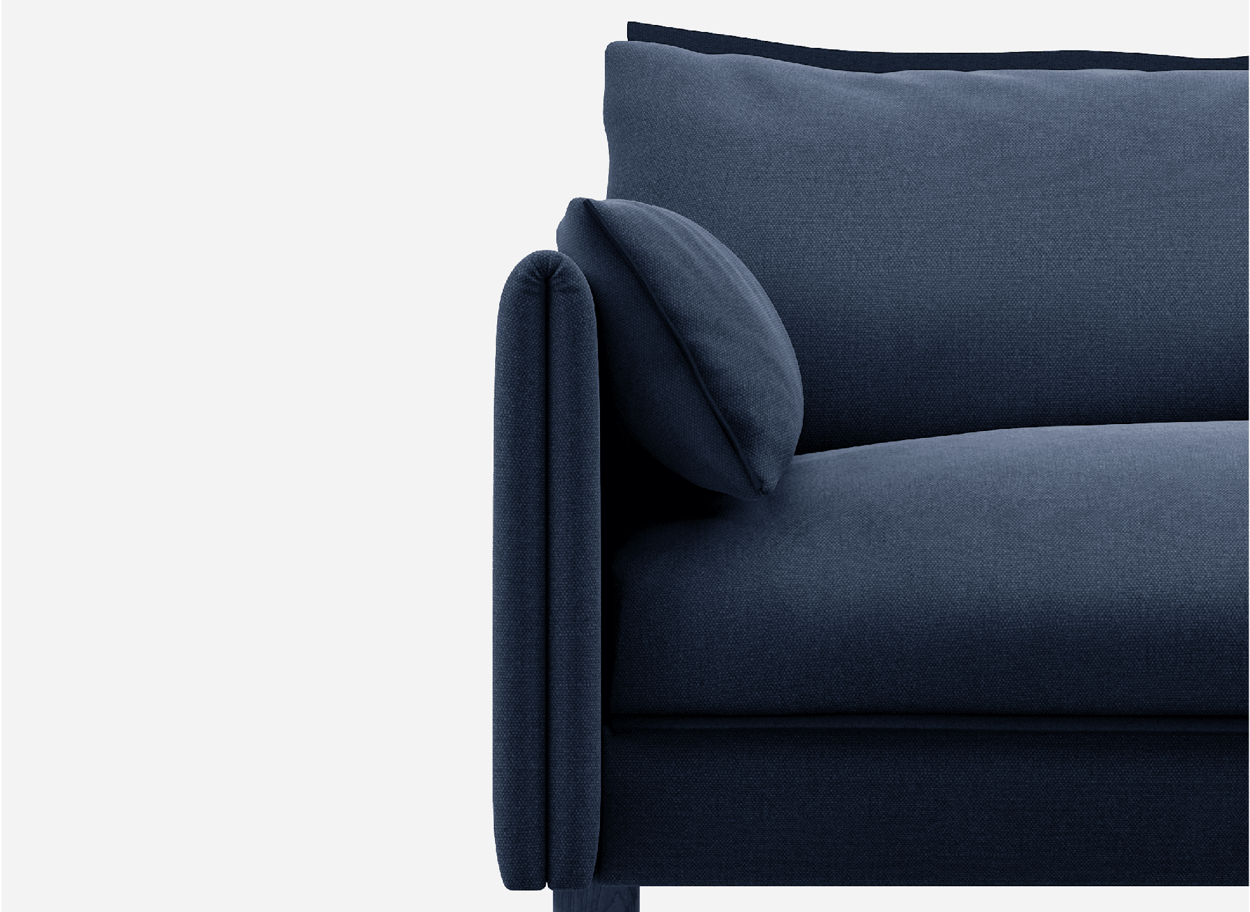 3 seater cozmo sofa cotton Navy with cotton Navy jacket front 1/3 view @ Navy Cotton Jacket | Dark Blue Trim