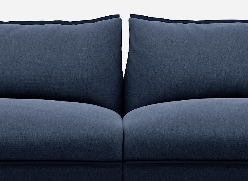 5 Seater Sofa | Cotton Navy / Fleece Navy - Cozmo @ Navy Cotton Jacket | Dark Blue Trim