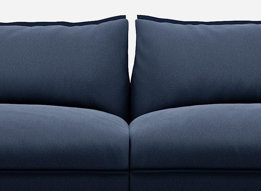 5 Seater Chaise Corner Left Hand Sofa | Cotton Navy - Cozmo @ Navy Cotton Jacket | Dark Blue Trim