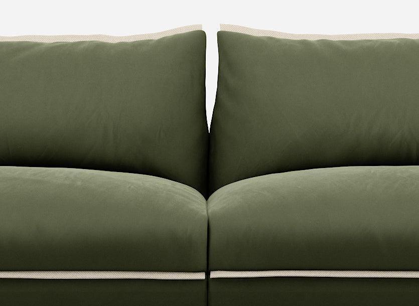 3 Seater Sofa | Velvet Dark Green - Cozmo @ Dark Green Velvet Jacket | Natural Trim