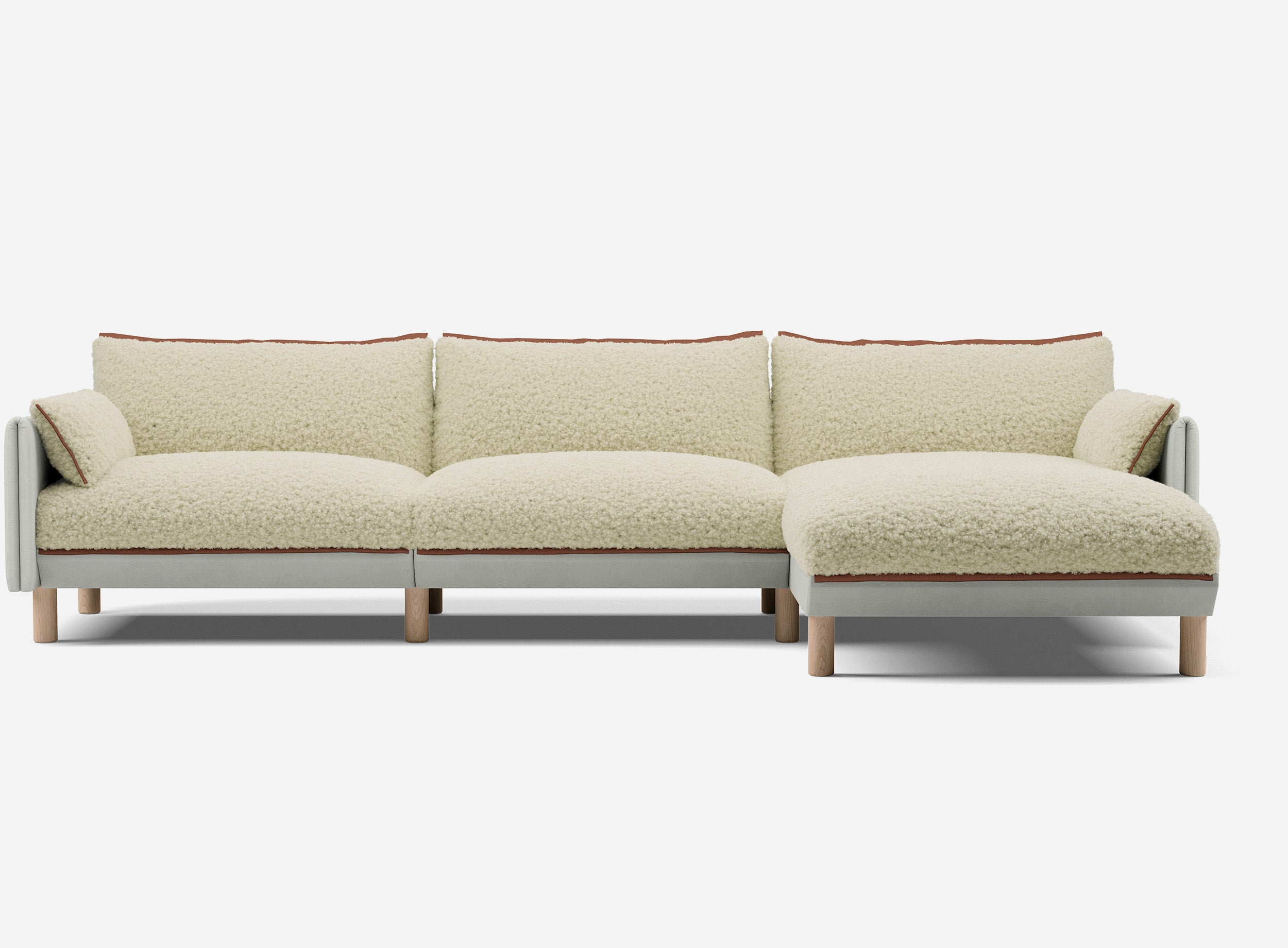 @ Cream Fleece Jacket | Brick Trim