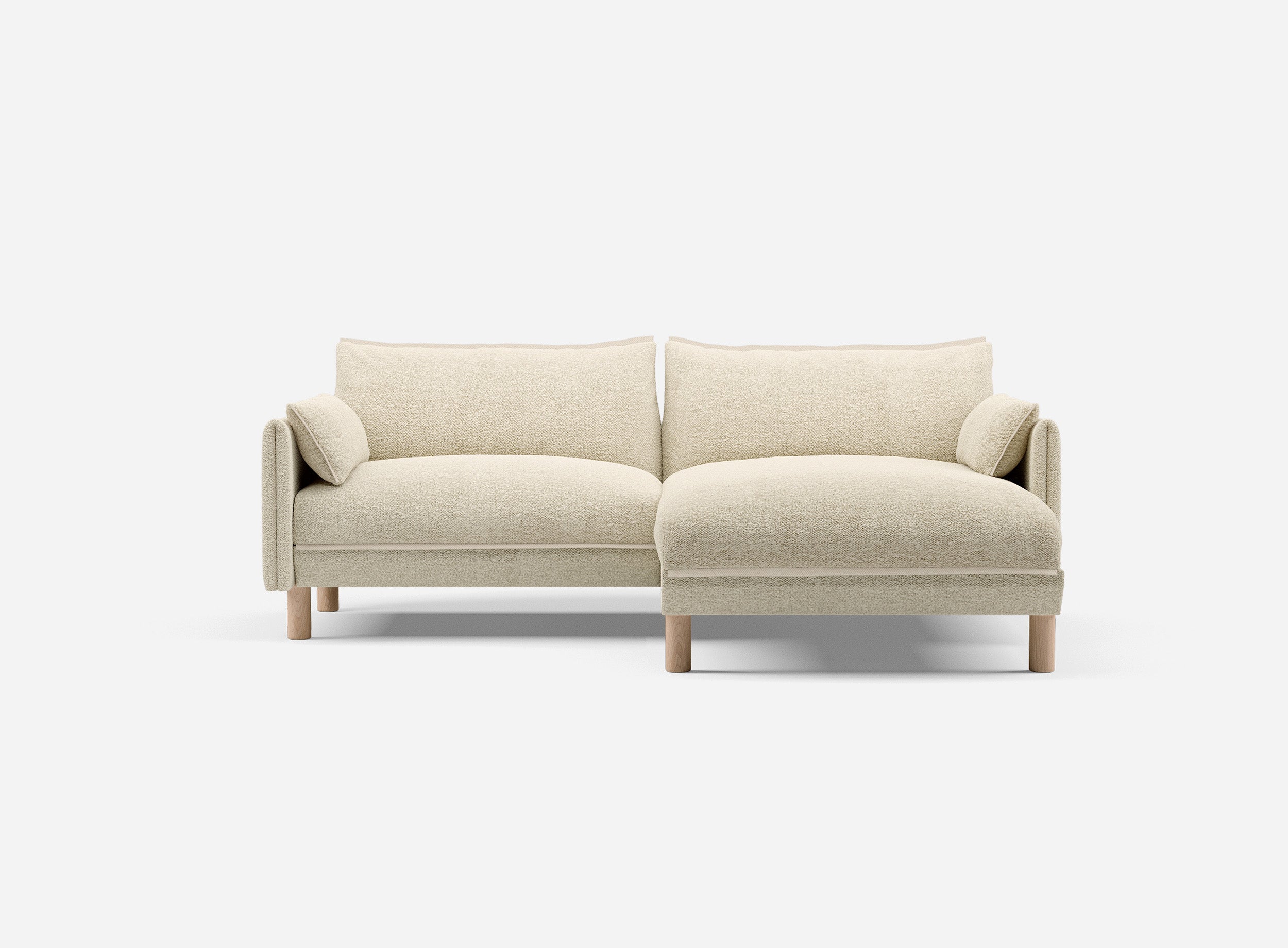 3 Seater Chaise Corner Right Hand Sofa | Boucle Ecru - Cozmo @ Ecru Boucle Jacket | Natural Trim