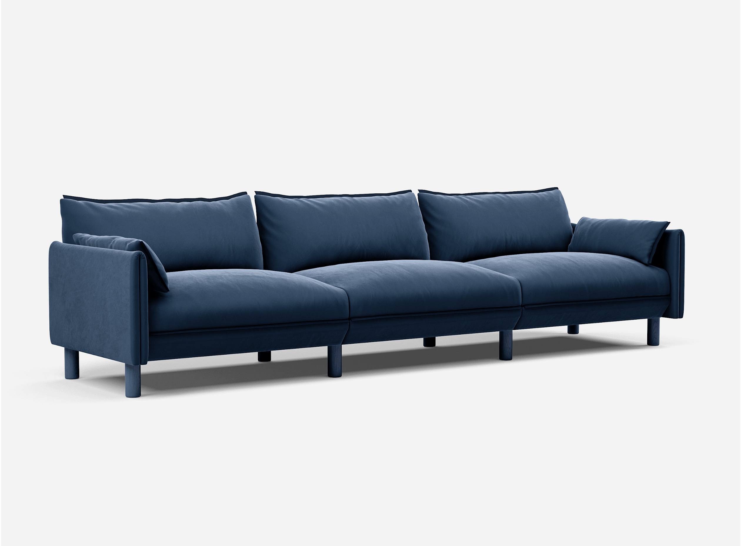 5 Seater 45 Degree Left Side Velvet Midnight Blue @ Midnight Blue Velvet Jacket | Dark Blue Trim