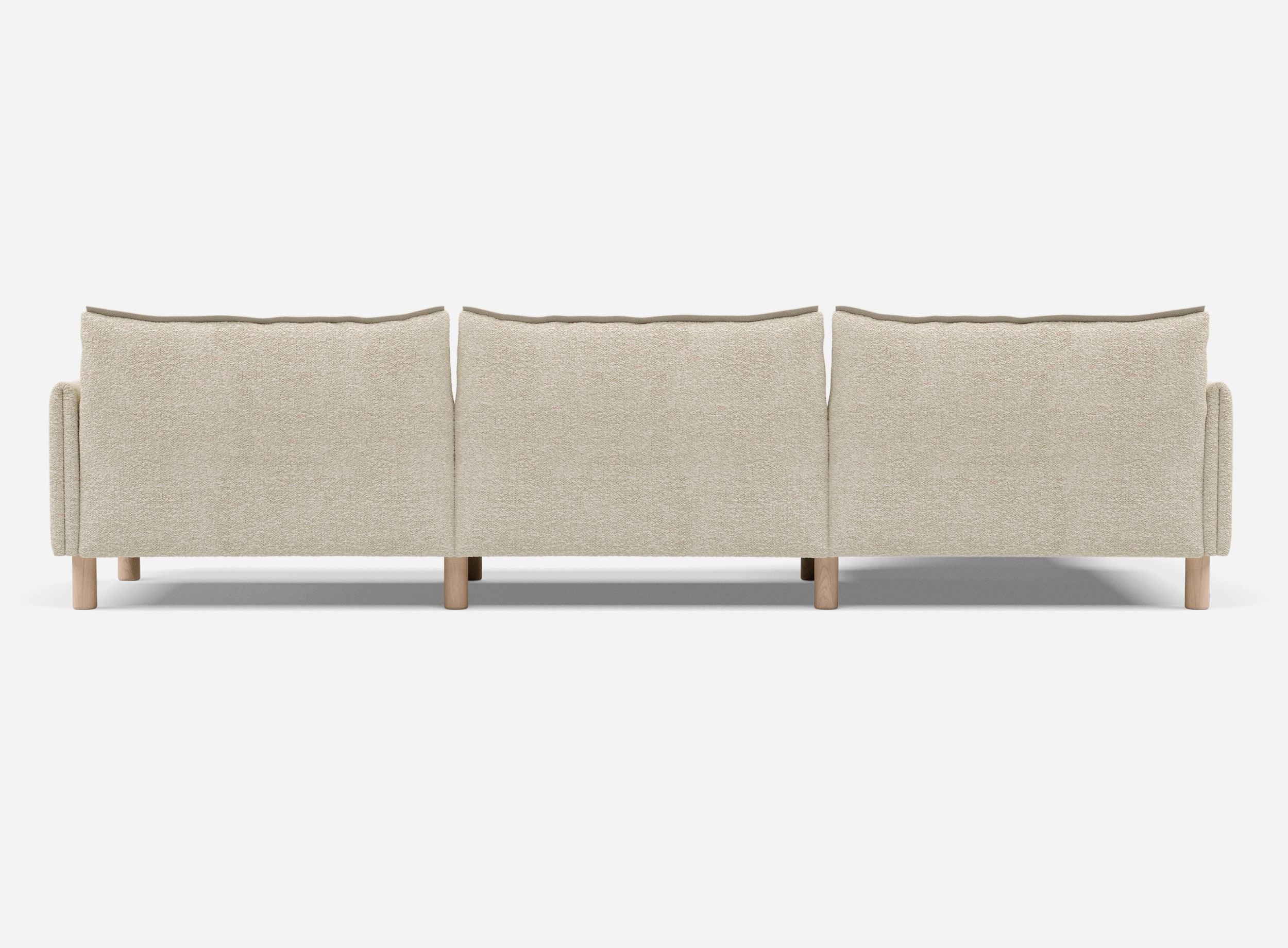 5 Seater Chaise Corner Right Hand Sofa | Boucle Ecru - Cozmo @ Ecru Boucle Jacket | Natural Trim