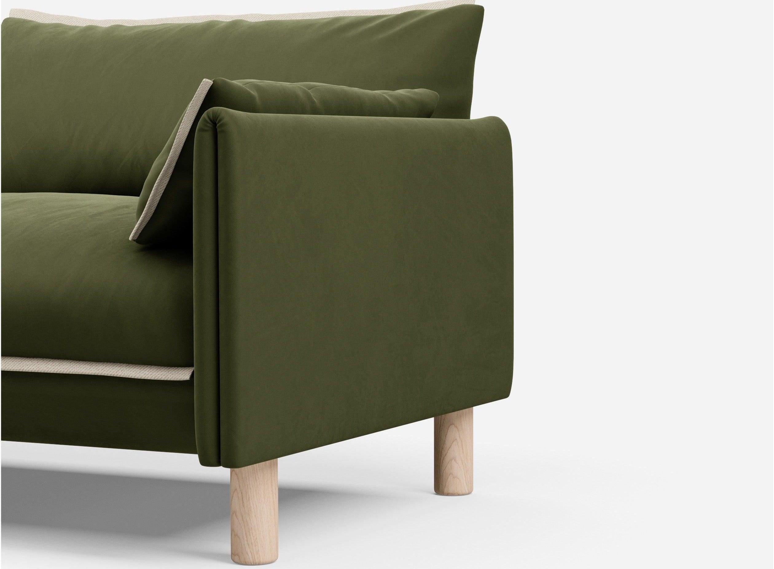 5 Seater Sofa | Velvet Dark Green - Cozmo @ Dark Green Velvet Jacket | Natural Trim