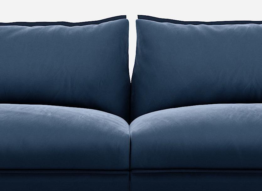 5 Seater Chaise Corner Left Hand Sofa | Velvet Midnight Blue - Cozmo @ Midnight Blue Velvet Jacket | Dark Blue Trim