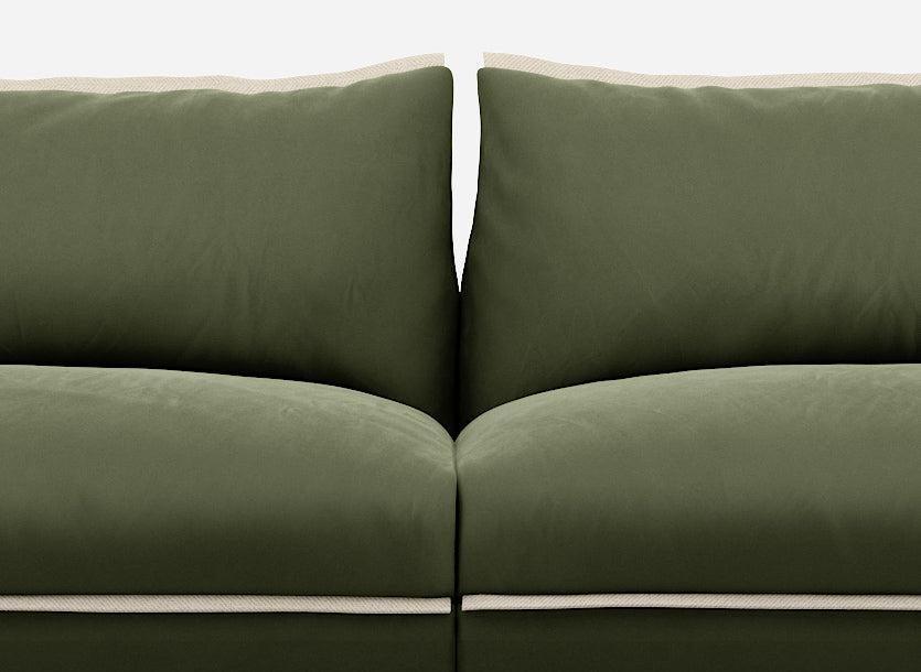 5 Seater Sofa | Velvet Dark Green - Cozmo @ Dark Green Velvet Jacket | Natural Trim