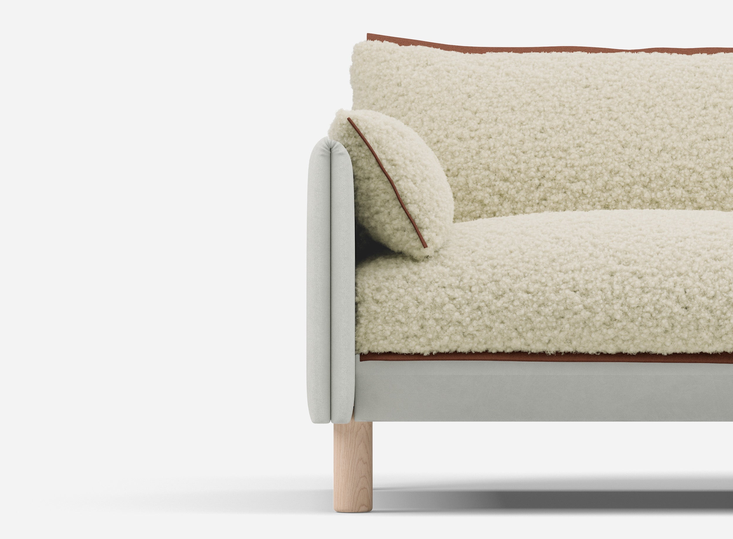 3 Seater Chaise Corner Left Hand Sofa | Cotton Natural - Cozmo @ Cream Fleece Jacket | Brick Trim