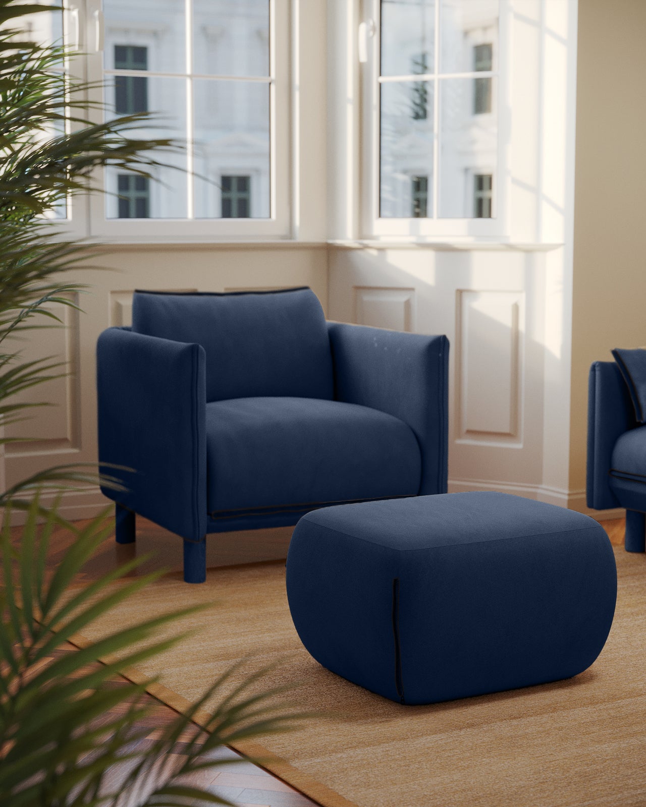 Pouffe | Navy Cotton